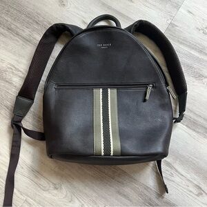 Ted Baker Dark Brown Backpack with Olive Stripe